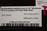 Hp EliteBook 8460p Core i5 14" Windows 10 Pro Laptop 240 SSD 8GB RAM