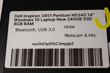 Dell Inspiron 3451 14" Windows 10 Laptop New 240GB SSD 8GB RAM *READ NOTES