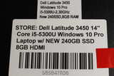 Dell Latitude 3450 14" Core i5-5300U Windows 10 Pro Laptop 240GB SSD *SEE PICS*
